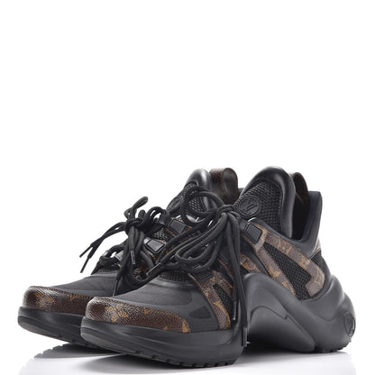 Louis Vuitton Calfskin Patent Monogram LV Archlight Sneakers 37.5 Black 3 of 9