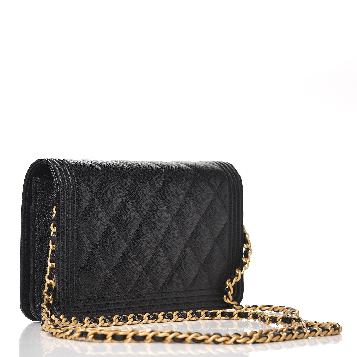 Chanel Caviar Quilted Boy Wallet On Chain WOC Black 3 of 9