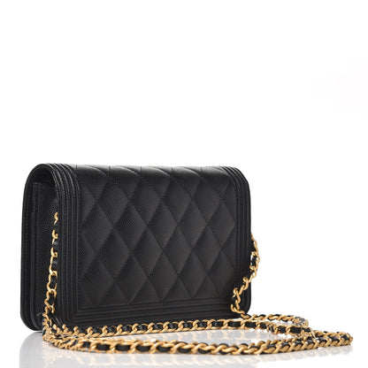 Chanel Caviar Quilted Boy Wallet On Chain WOC Black 3 of 9