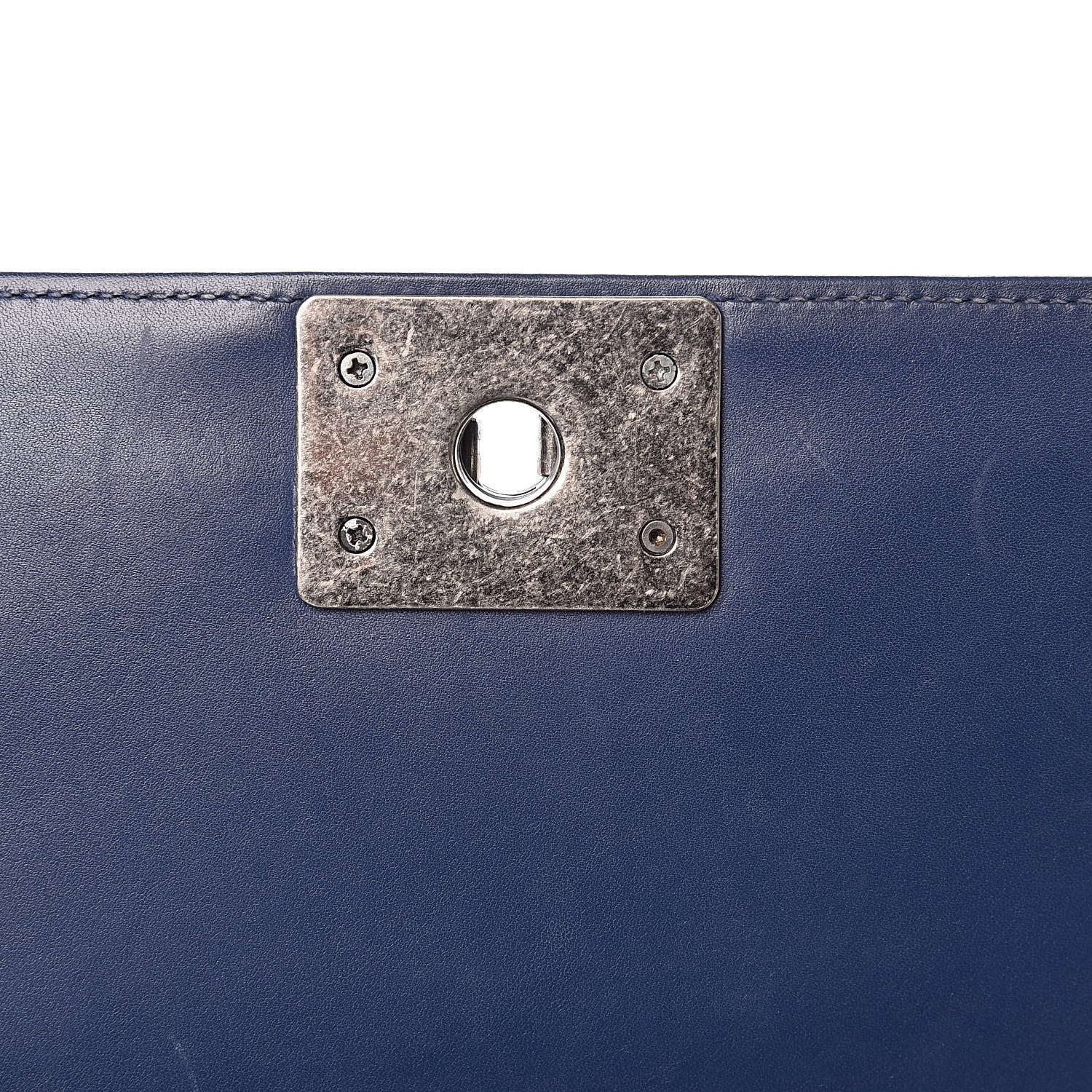 Chanel Calfskin Painted Chevron Embossed Small Boy Flap Dark Blue 18 of 18