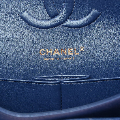 Chanel Iridescent Caviar Quilted Medium Double Flap Dark Blue 6 of 12