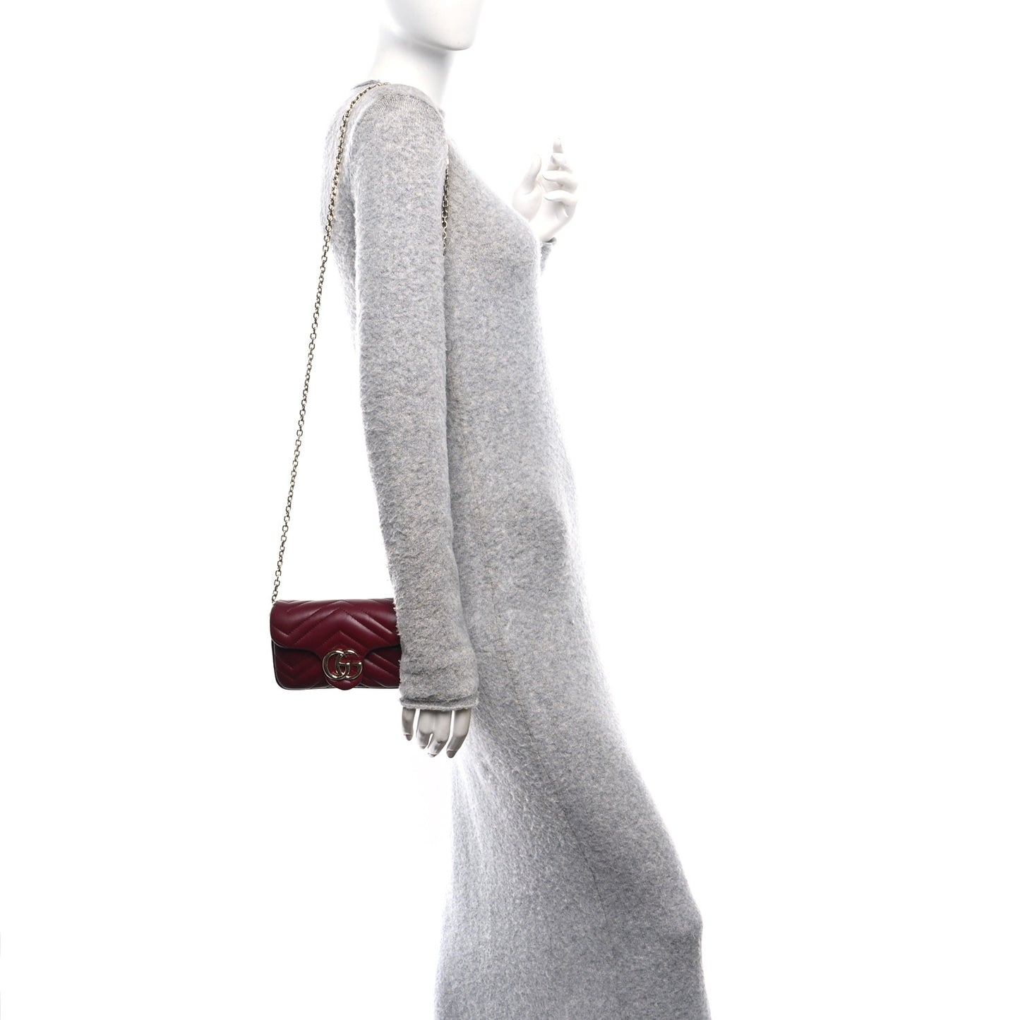 Lambskin Matelasse Mini GG Marmont Shoulder Bag Rosso Ancora