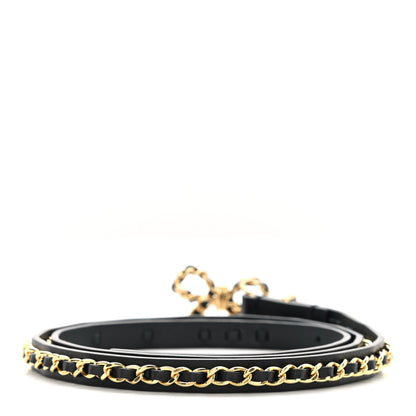 Chanel Calfskin Bow Chain Belt 80 32 Black Gold 2 of 4