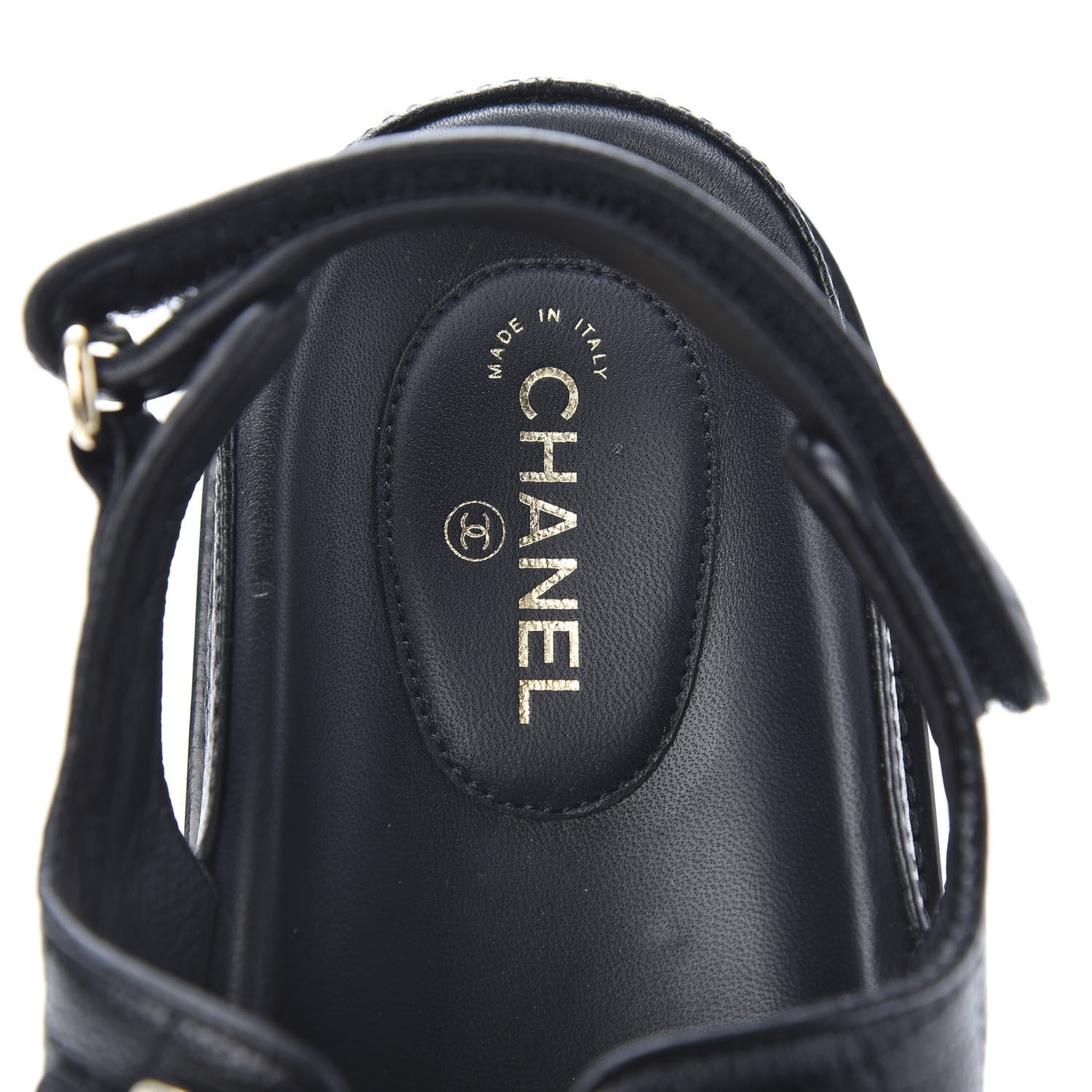 Chanel Grained Calfskin Velcro Dad Sandals 39.5 Black 7 of 10