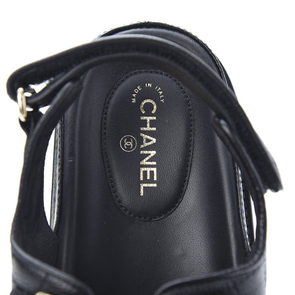 Chanel Grained Calfskin Velcro Dad Sandals 39.5 Black 7 of 10
