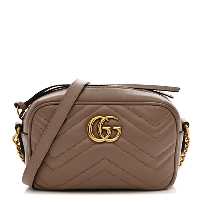 Gucci Calfskin Matelasse Mini GG Marmont Chain Shoulder Bag Porcelain Rose 1 of 11