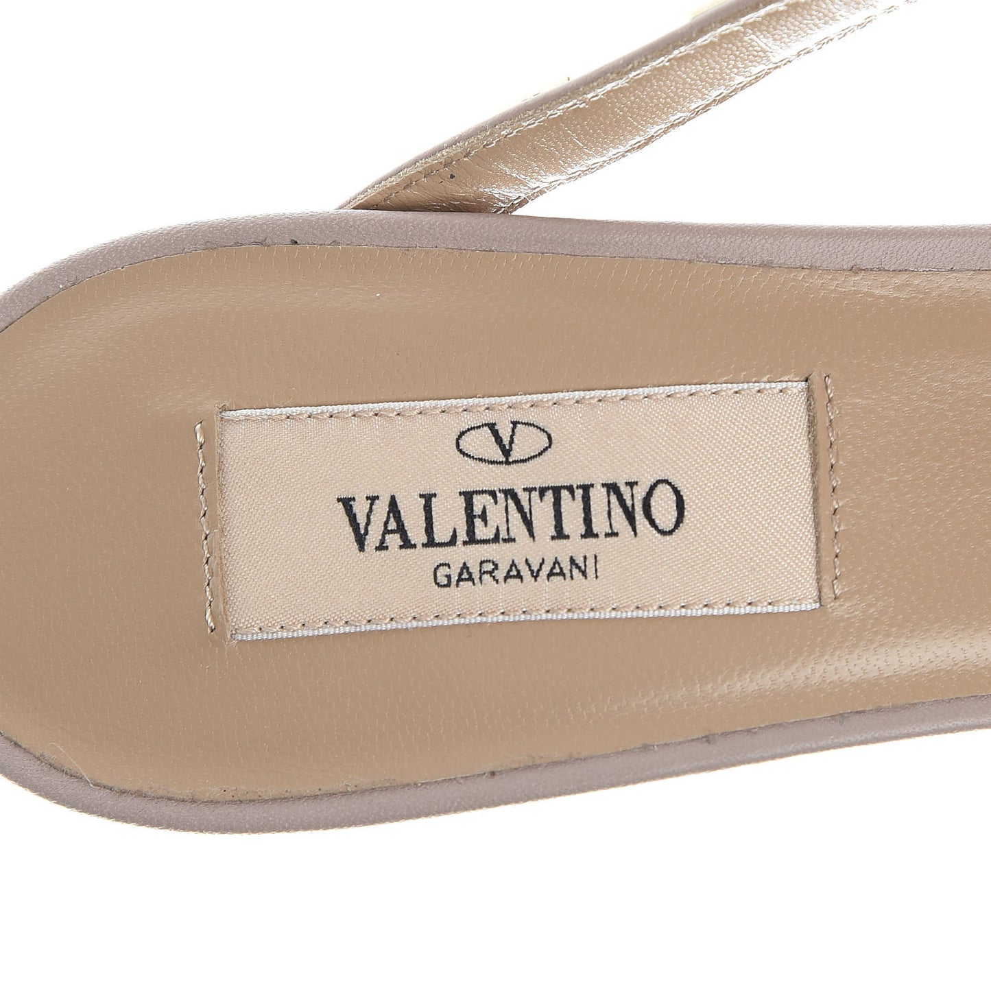 Pebbled Calfskin Rockstud Cross Strap 50mm Mules 37.5 Poudre