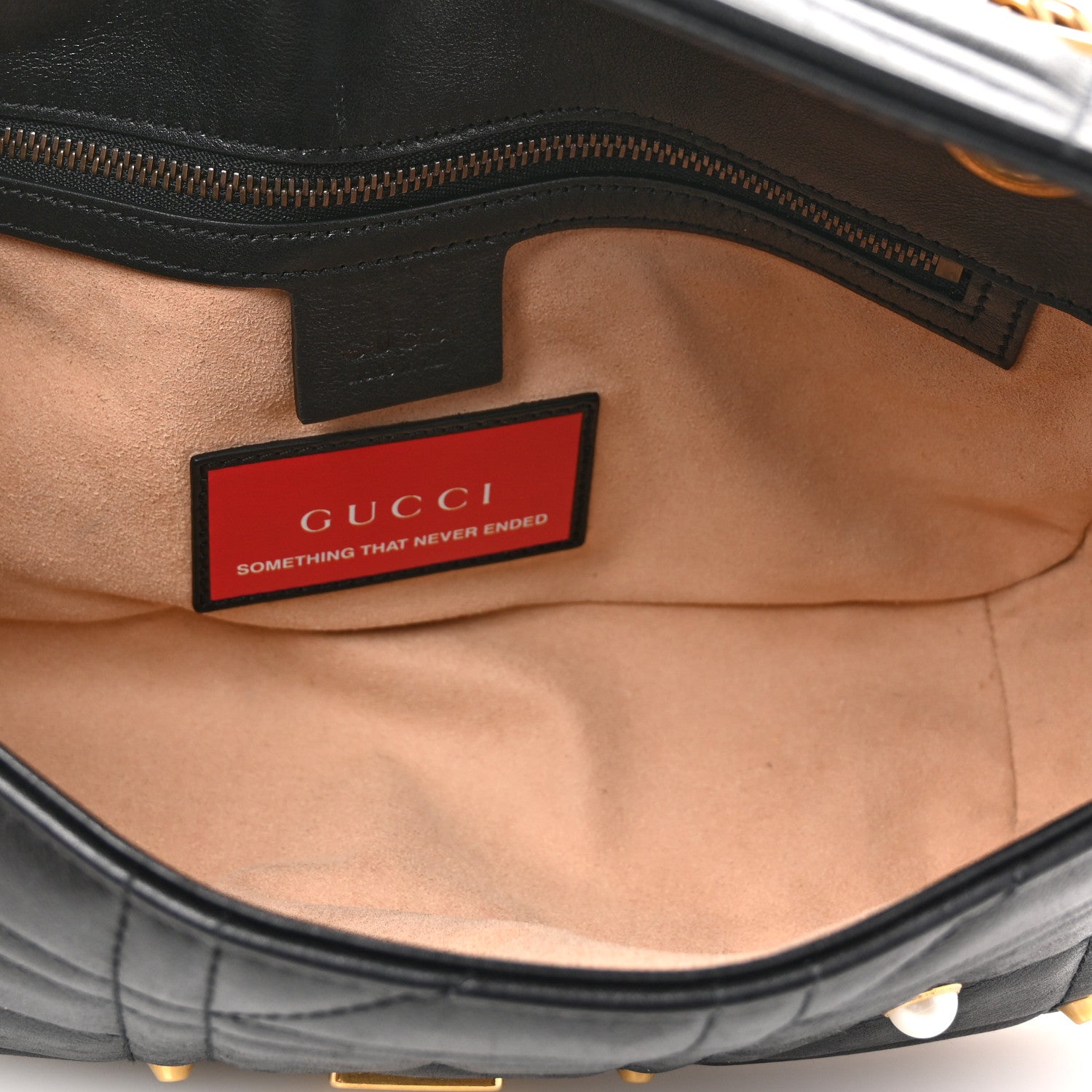 Gucci Calfskin Matelasse Studded Small Pearly GG Marmont Shoulder Bag Black 5 of 13