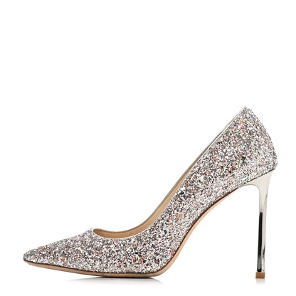 Jimmy Choo Coarse Glitter Degrade Romy 100 Pumps 38 Silver 1 of 4