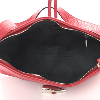 Burberry Grainy Calfskin House Check Horn Toggle Shoulder Bag Red 5 of 13