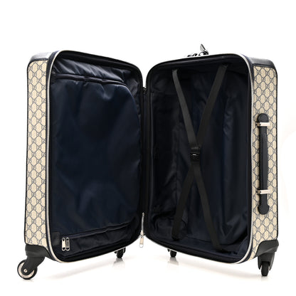 Gucci GG Supreme Monogram Textured Dollar Calfskin Web Savoy Cabin Plus Trolley Beige Blue 4 of 14