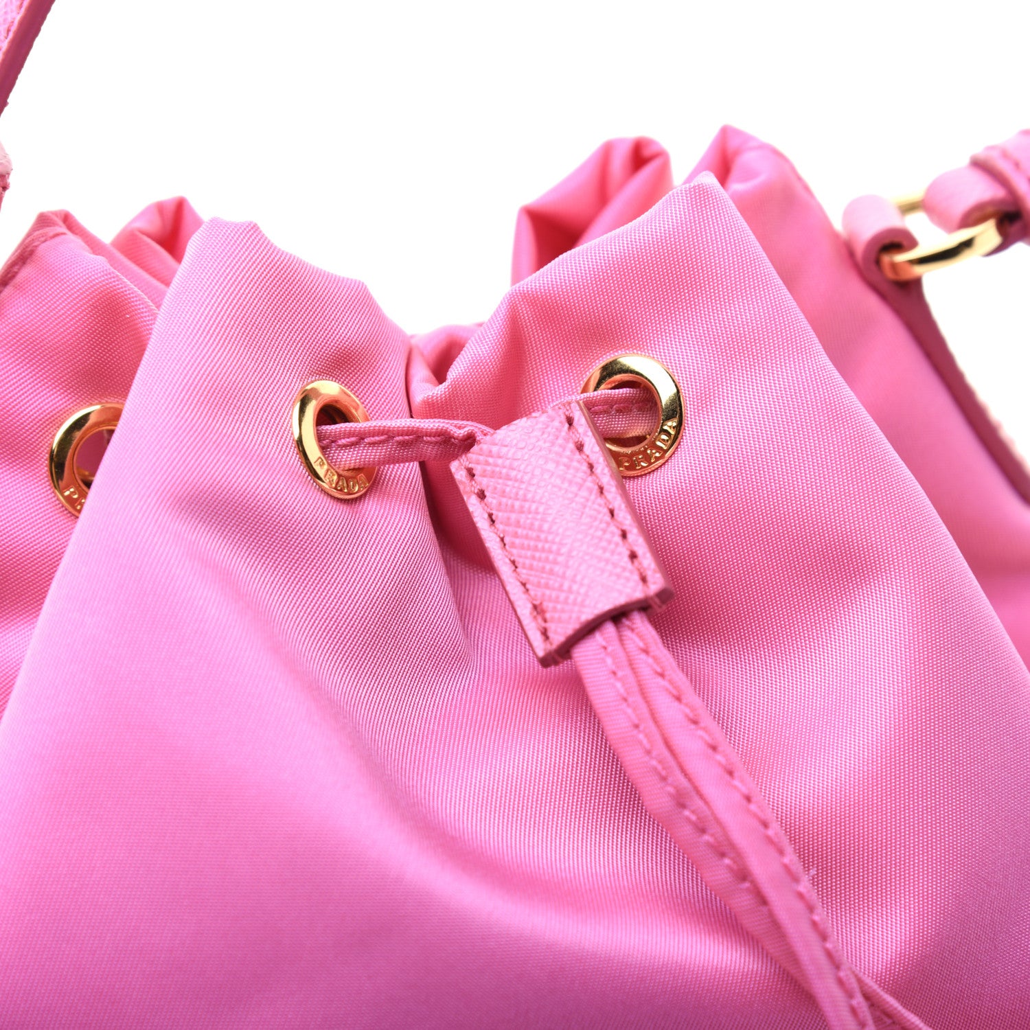 Prada Saffiano Tessuto Nylon Mini Bucket Crossbody Bag Pink 11 of 12