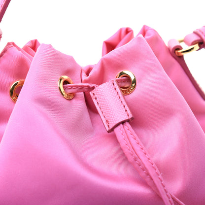 Prada Saffiano Tessuto Nylon Mini Bucket Crossbody Bag Pink 11 of 12