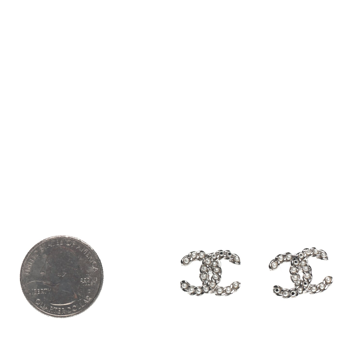 Pearl CC Earrings Silver