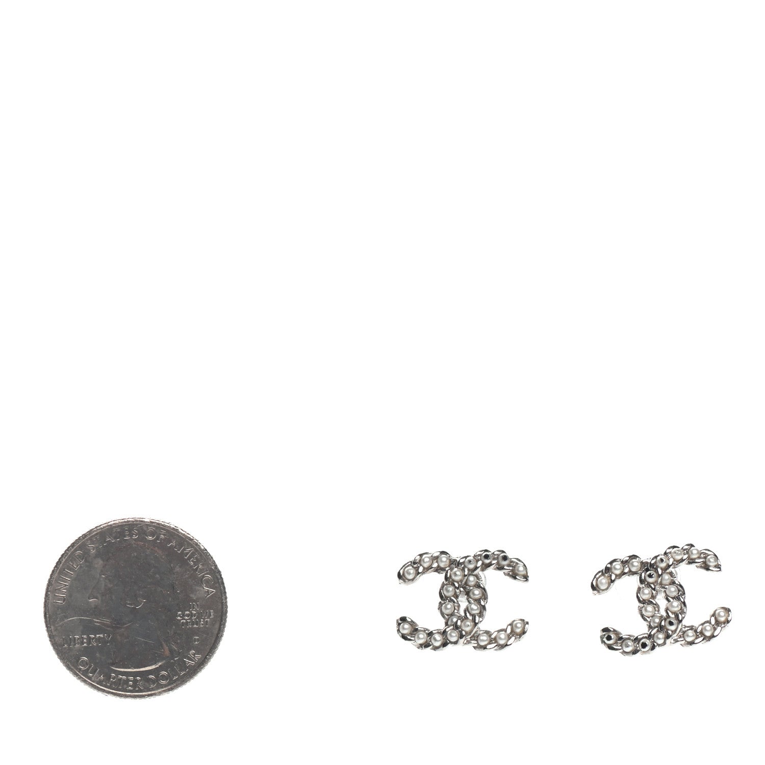 Chanel Pearl CC Earrings Silver 2 of 4