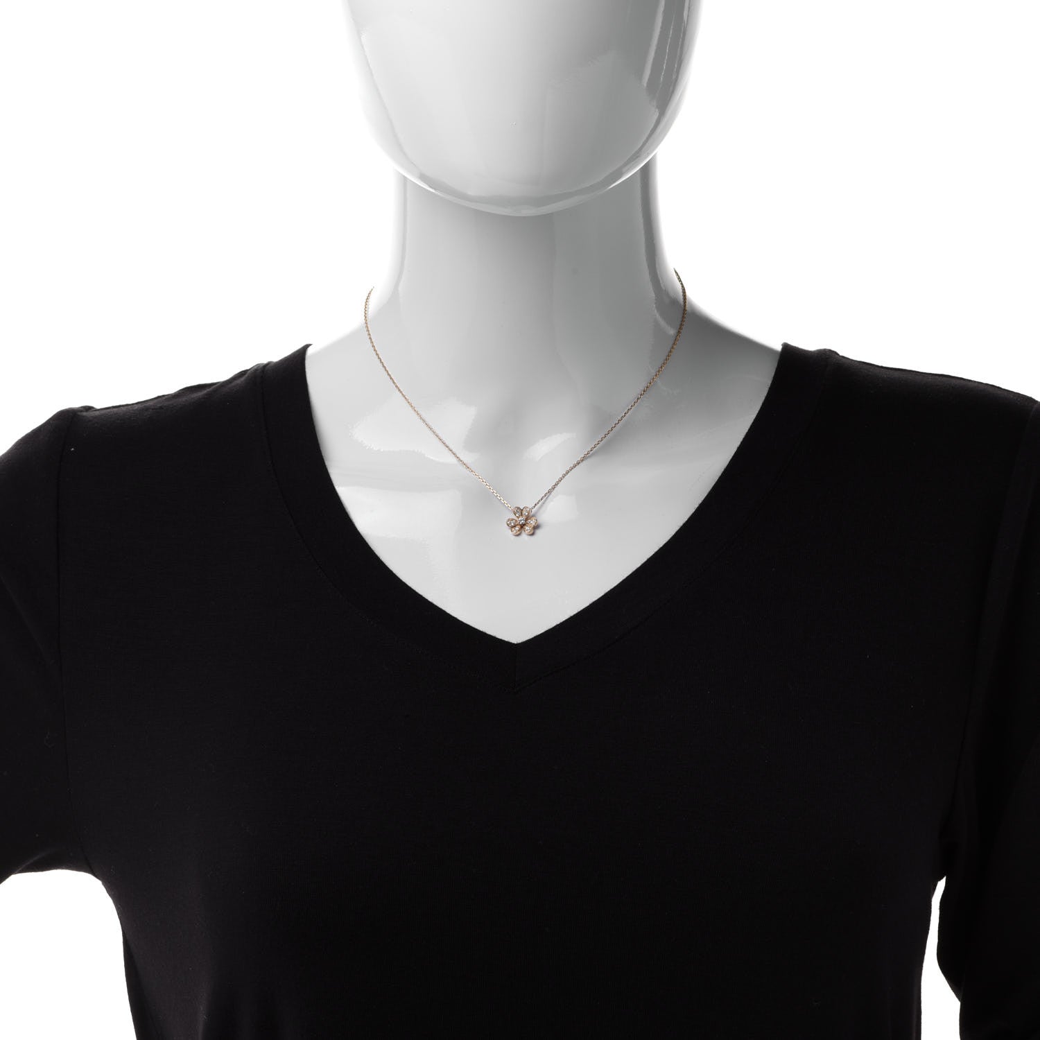 Van Cleef & Arpels 18K Yellow Gold Diamond Mini Frivole Pendant Pave Necklace 2 of 7