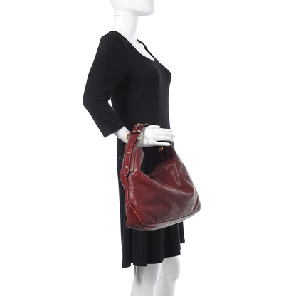 Gucci Guccissima Medium Horsebit Chain Hobo Red 2 of 15