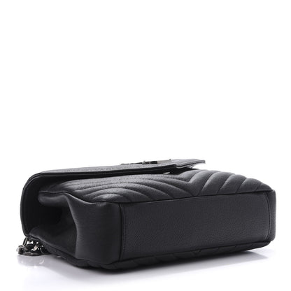 Saint Laurent Sheepskin Matelasse Chevron Monogram Medium College Bag Black 4 of 10