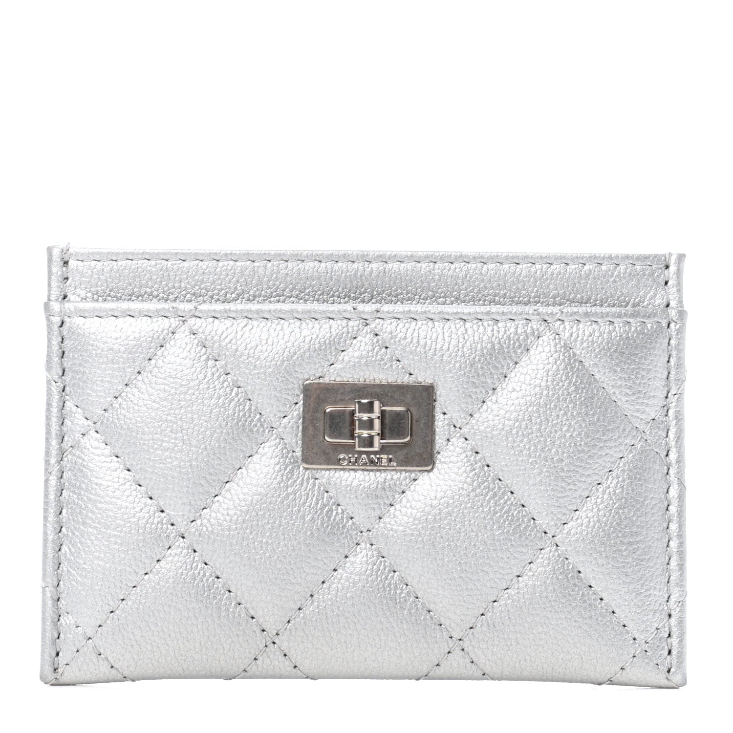 Chanel Metallic Calfskin Quilted Reissue Card Holder Silver 1 of 8
