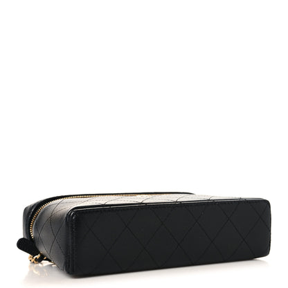 Chanel Goatskin Stitched Top Handle Slim Vanity With Chain Black 4 of 11