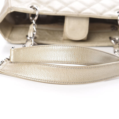 Chanel Metallic Caviar Quilted Petit Shopping Tote PST Pearl 32 of 34