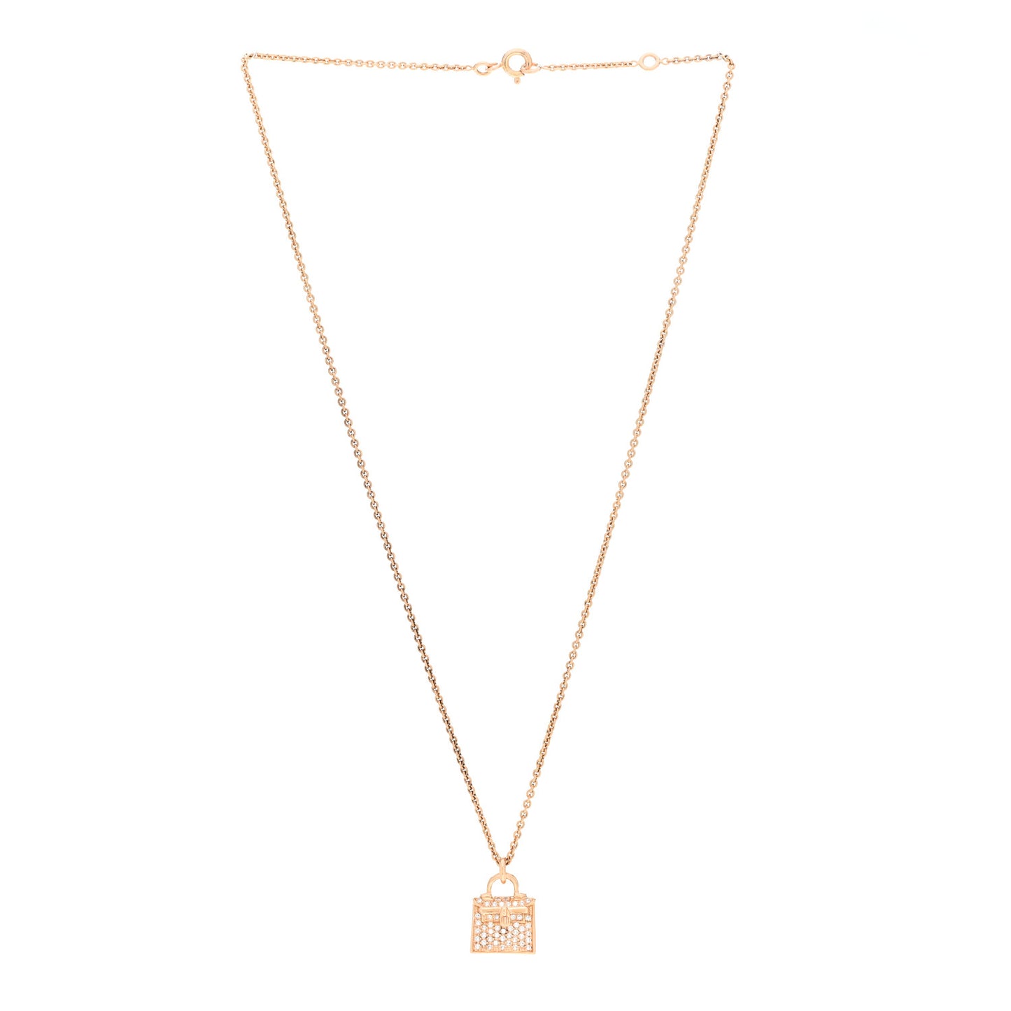 18K Rose Gold Diamond Kelly Amulette Pendant Necklace