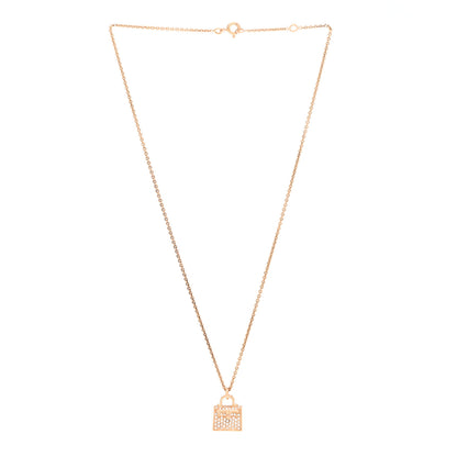 Hermes 18K Rose Gold Diamond Kelly Amulette Pendant Necklace 3 of 6