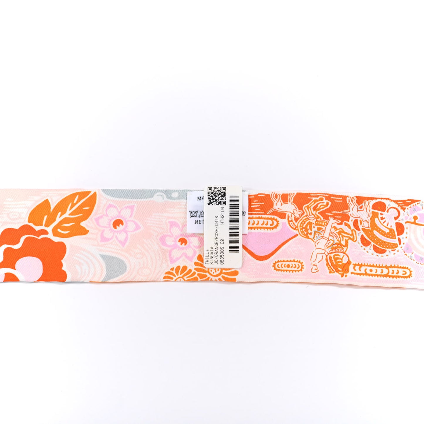 Silk Bingata Twilly Orange Rose Gris