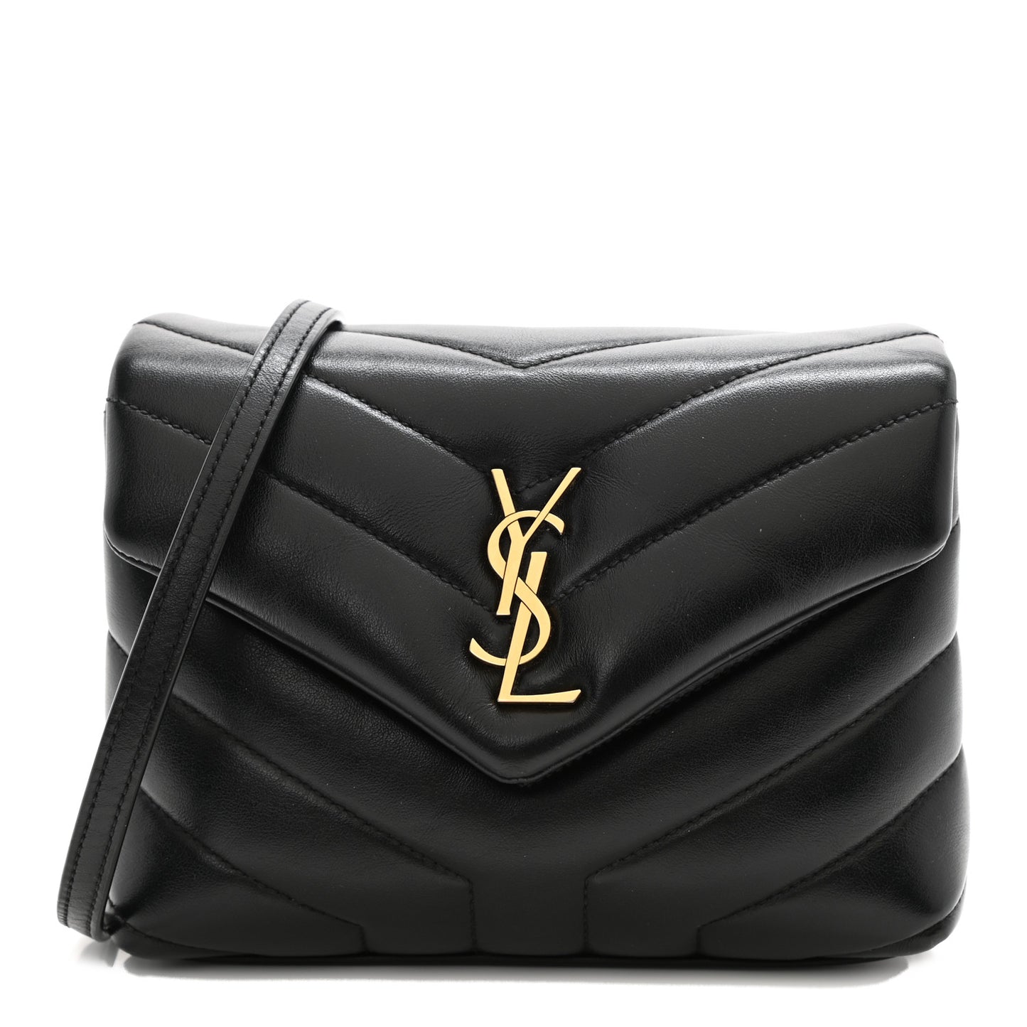 Calfskin Y Quilted Monogram Toy Loulou Crossbody Bag Black