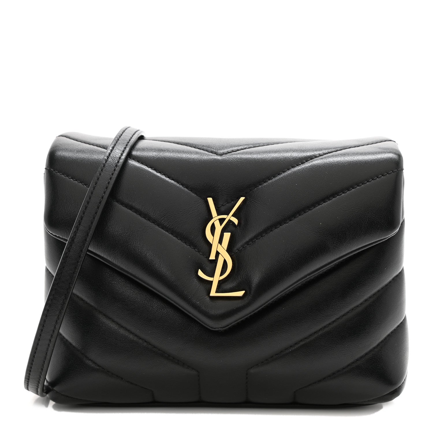 Saint Laurent Calfskin Y Quilted Monogram Toy Loulou Crossbody Bag Black 1 of 11
