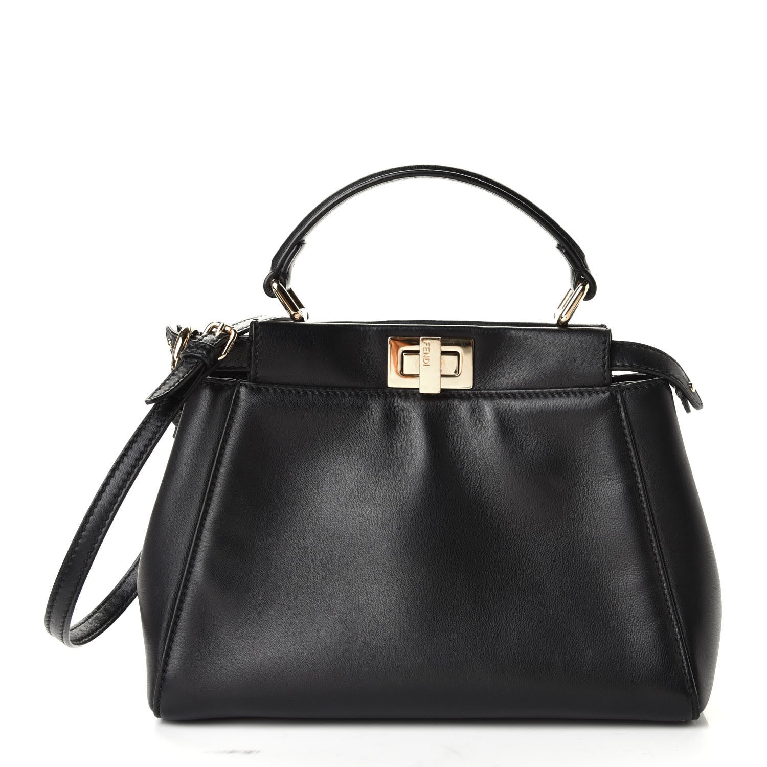Fendi Nappa Mini Peekaboo Iconic Satchel Black 1 of 12