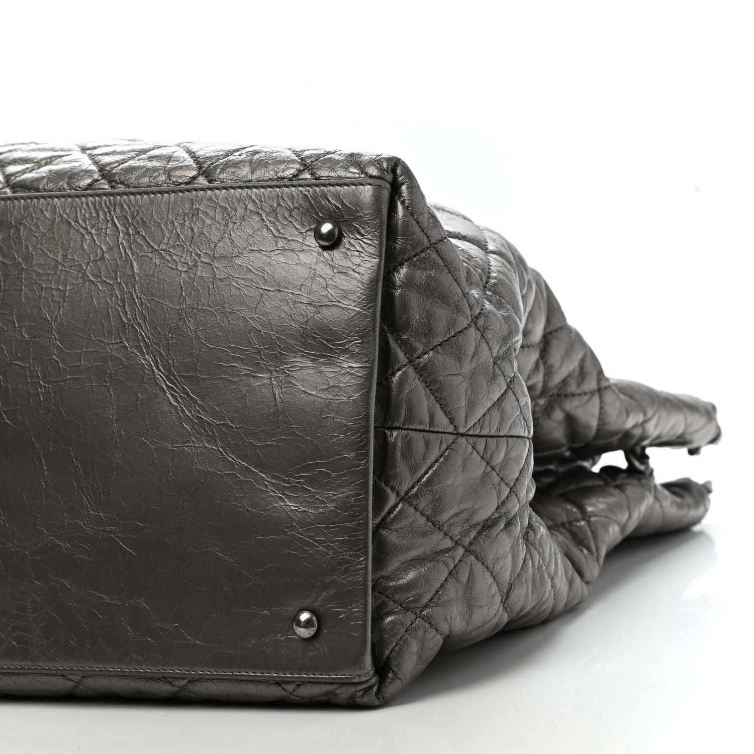 Chanel Metallic Aged Calfskin Quilted Large Chain Me Tote Silver 10 of 11