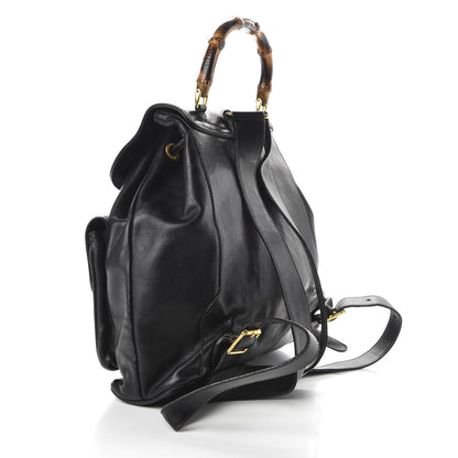 Gucci Calfskin Bamboo Backpack Black 2 of 12