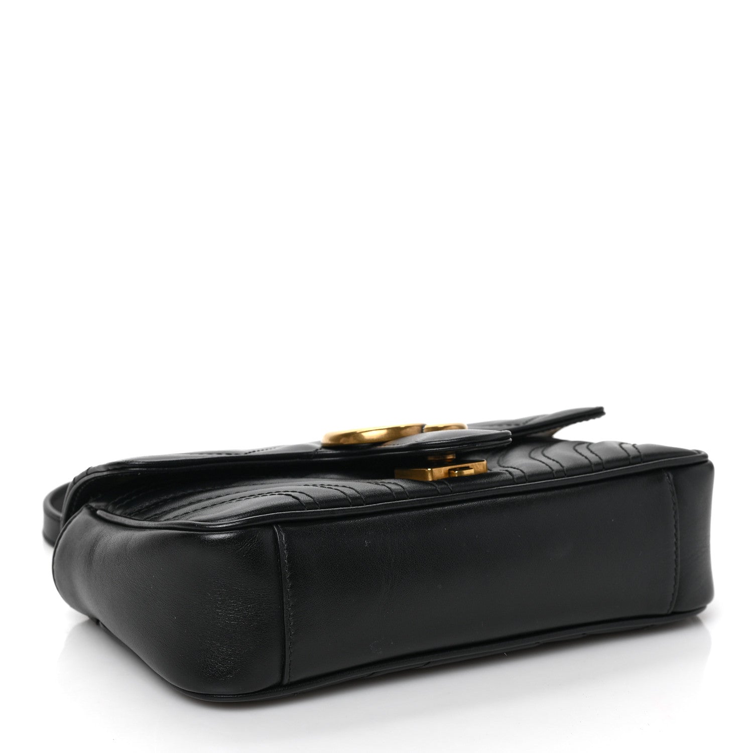 Gucci Calfskin Matelasse Mini GG Marmont Shoulder Bag Black 4 of 9