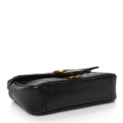 Gucci Calfskin Matelasse Mini GG Marmont Shoulder Bag Black 4 of 9