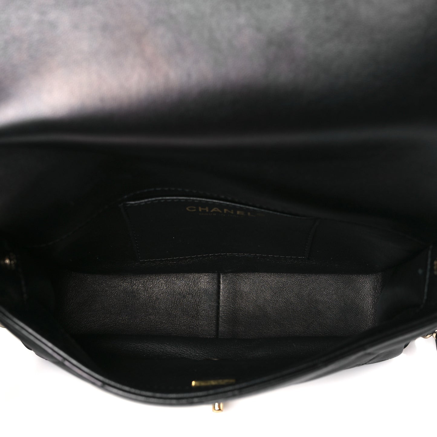 Lambskin Quilted Small Chain Rows Flap Black