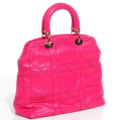 Christian Dior Lambskin Cannage Medium Granville Tote Fuchsia 3 of 8