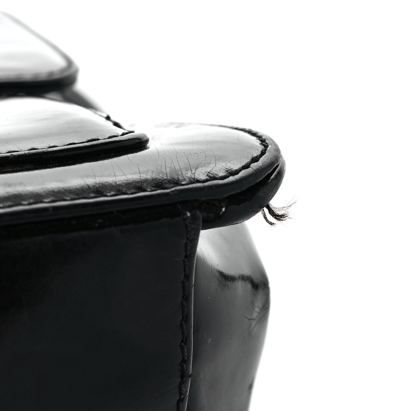 Glazed Calfskin Single Flap Black