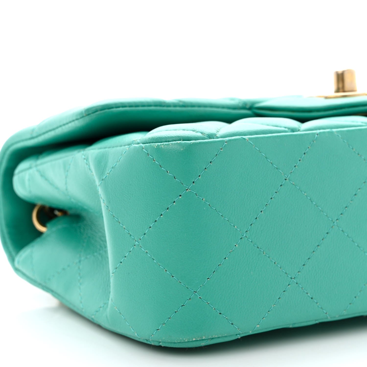Chanel Lambskin Quilted Mini Rectangular Flap Turquoise 9 of 14