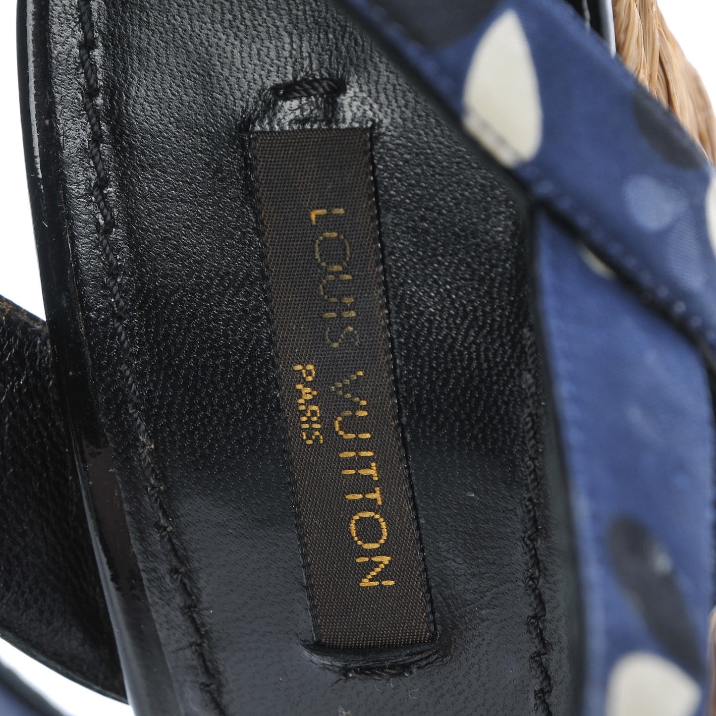 Raffia Canvas Hearts Tuileries Wedge Sandals 36 Blue