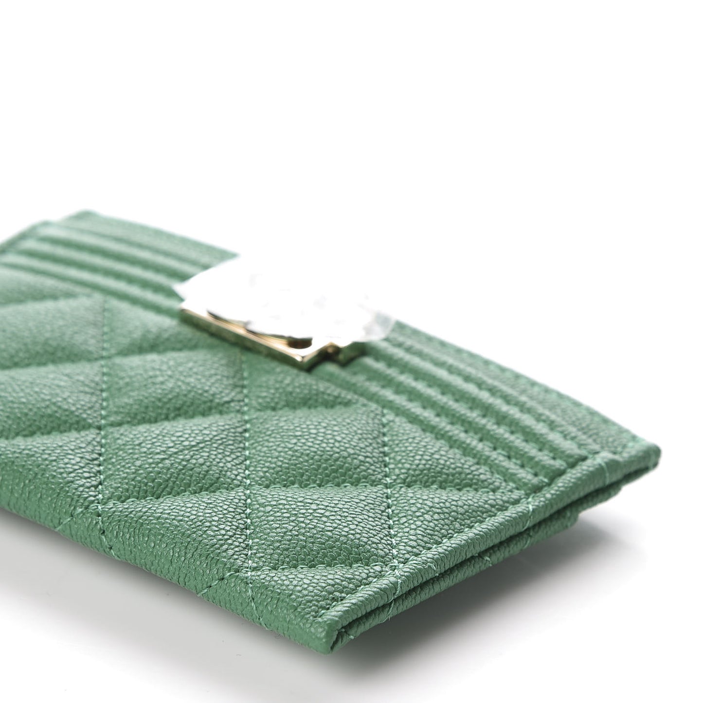 Caviar Quilted Boy Card Holder Green