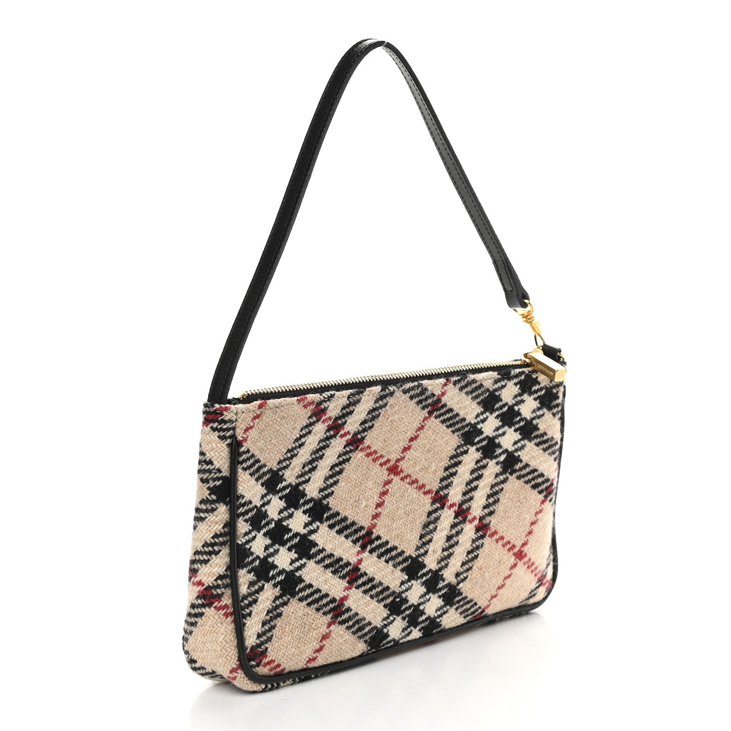 Burberry Wool Check Pochette Beige 3 of 9