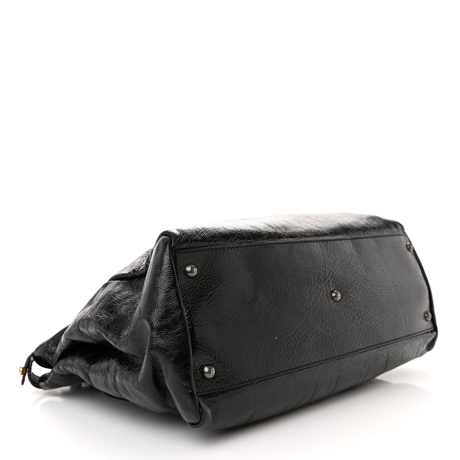 Fendi Patent Large Peekaboo Iconic Satchel Black 4 of 17