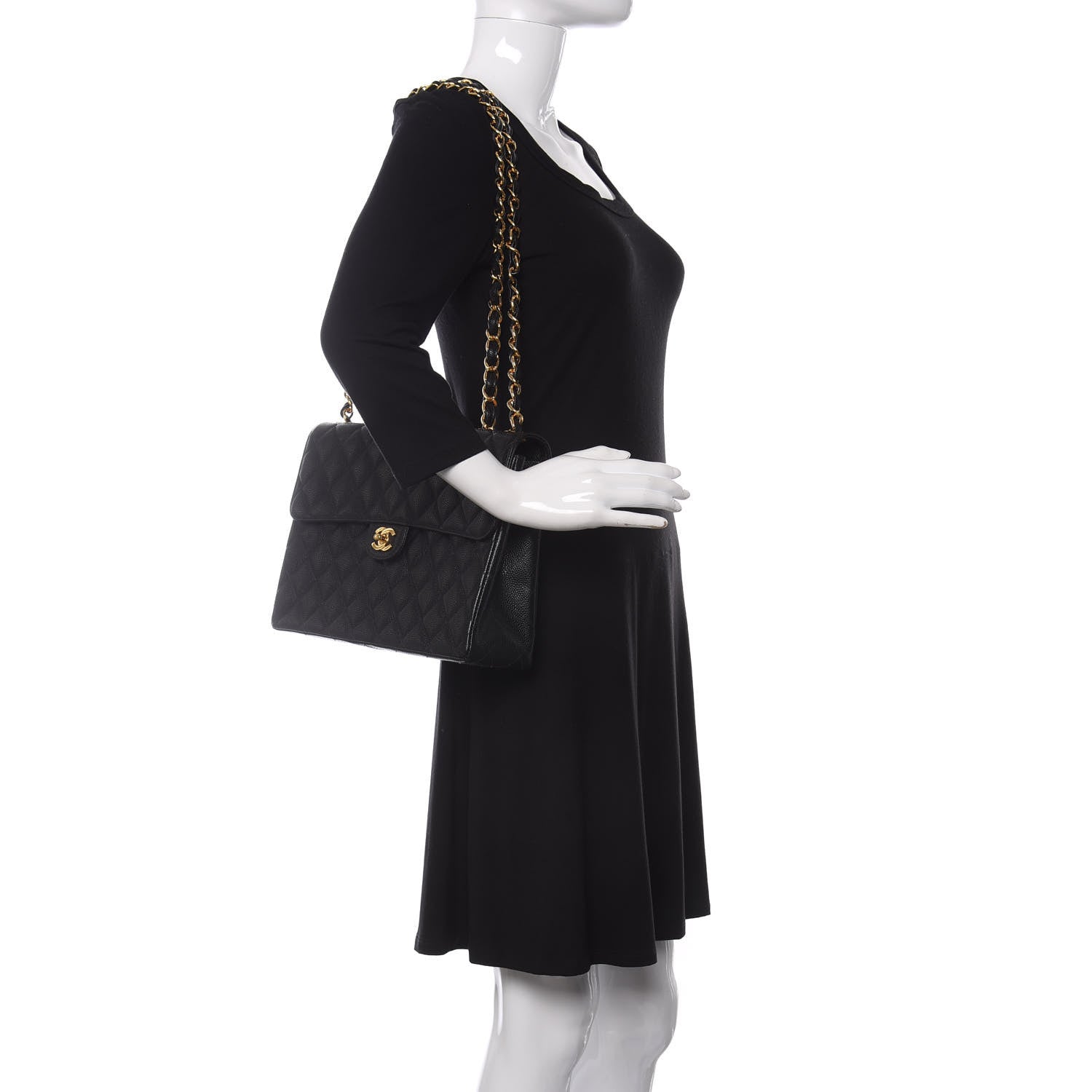 Chanel Caviar Quilted Jumbo Single Flap Black 2 of 10