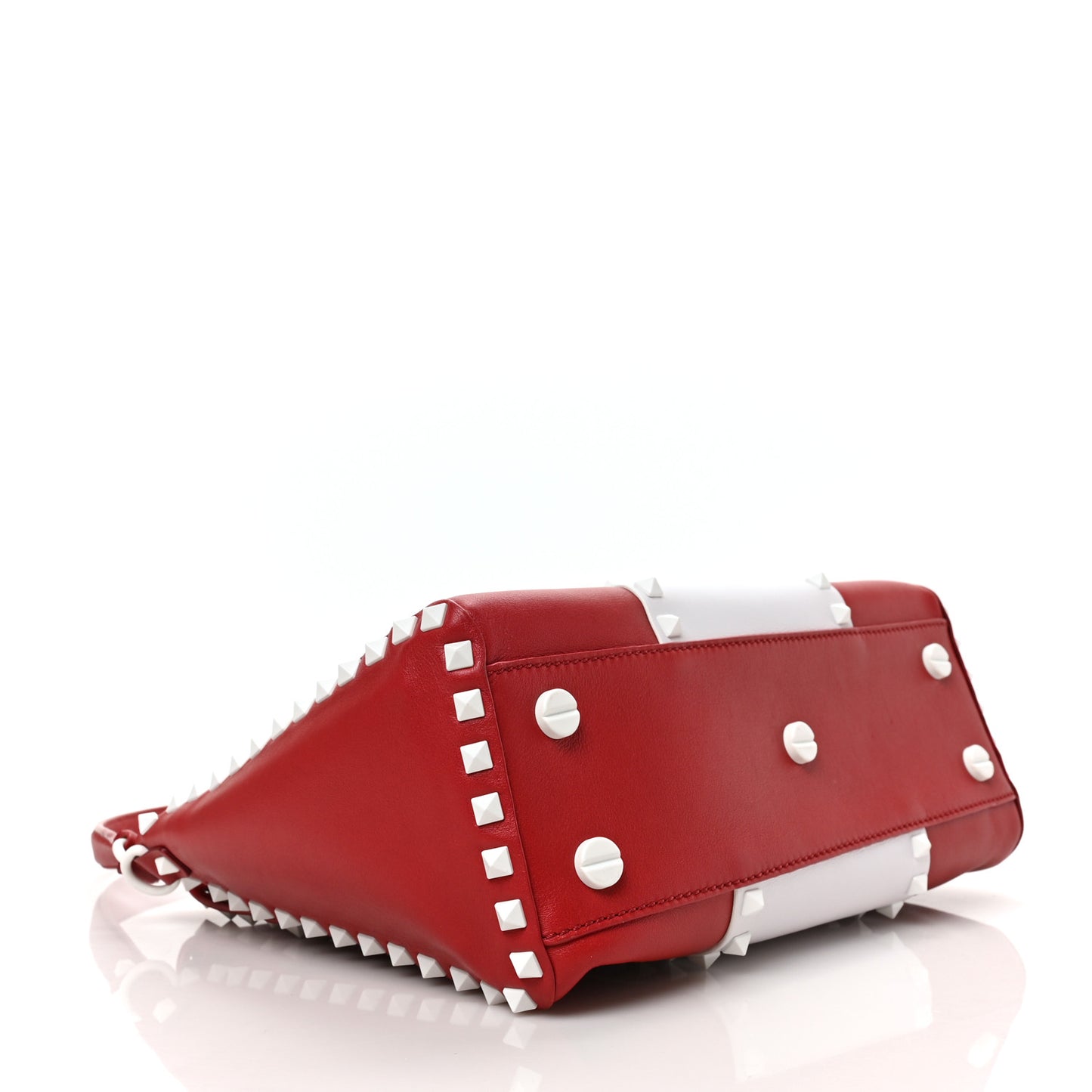 Vitello Colorblock Free Rockstud Top Handle Shoulder Bag Rosso Valentino White