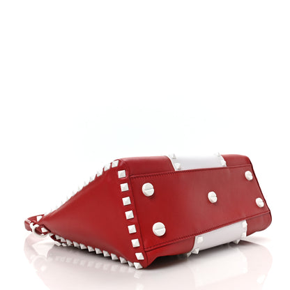 Valentino Garavani Vitello Colorblock Free Rockstud Top Handle Shoulder Bag Rosso Valentino White 4 of 8