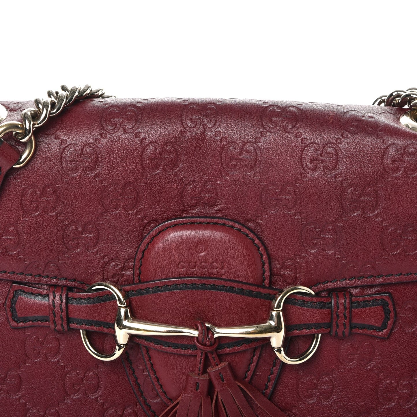 Soft Guccissima Medium Emily Chain Shoulder Bag Classic Ruby