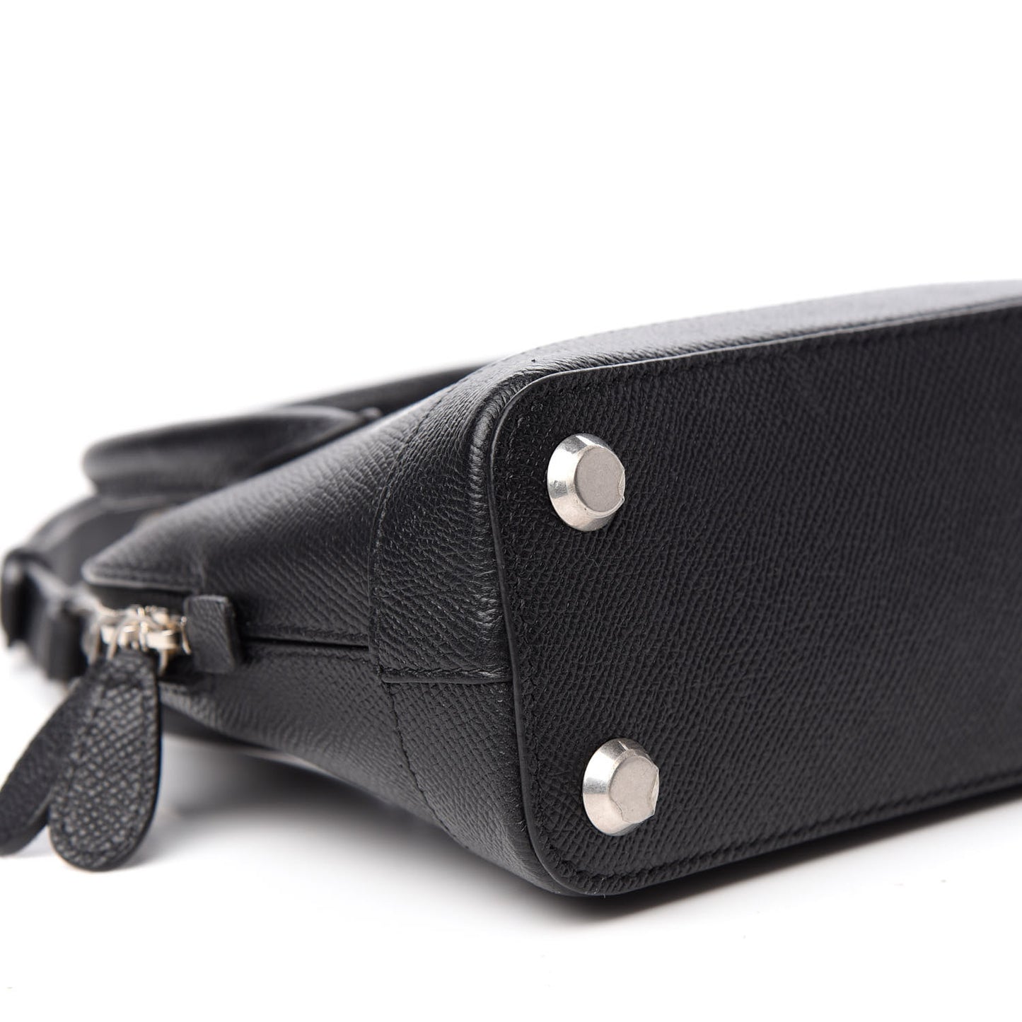 Signature Grained Calfskin XXS Ville Top Handle Bag Black