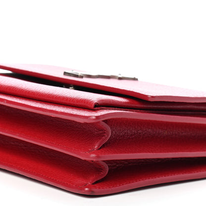 Saint Laurent Grained Calfskin Medium Monogram Sunset Satchel Red 9 of 9