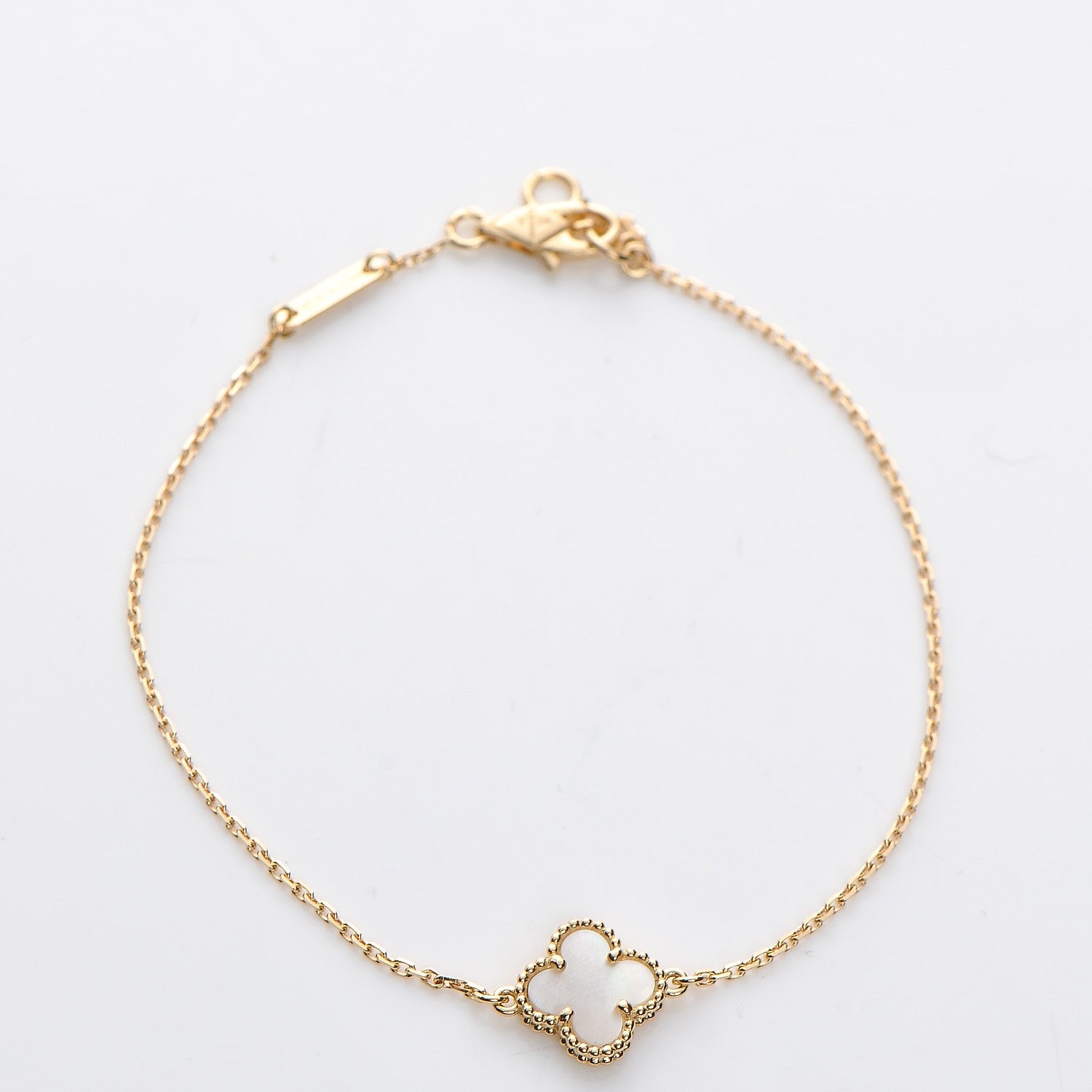 Van Cleef & Arpels 18K Yellow Gold Mother of Pearl Sweet Alhambra Bracelet 4 of 7
